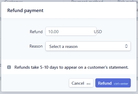 refund charge amounts